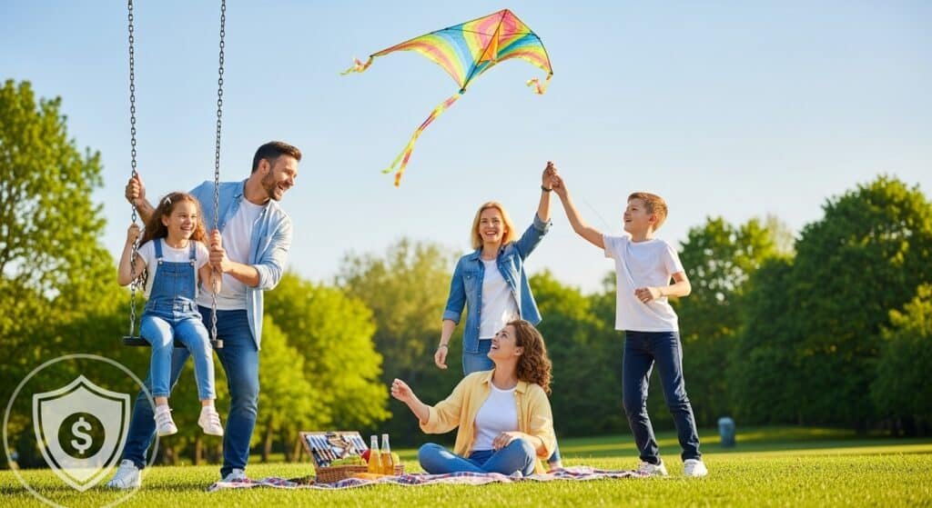 Family smiling, representing peace of mind with the best term insurance plan